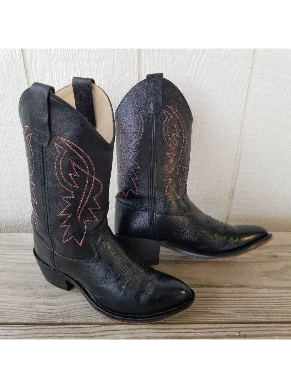 Cody James Classic Womens Black Leather Western Boots 7.5 M Youth 6 D B8110